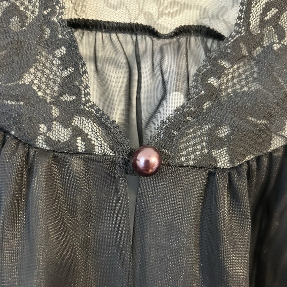 Vintage Women Small P Shadow Line, Black Lace, Victorian‎ Style See-Through Robe - Picture 7 of 13